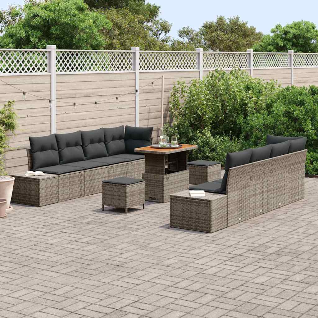 Conjunto de Sofá de Jardim 11 pcs Cinza Claro e Cinza Escuro