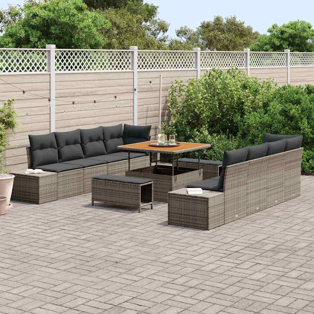 Conjunto de Sofá de Jardim 11 pcs Cinza Claro e Cinza Escuro