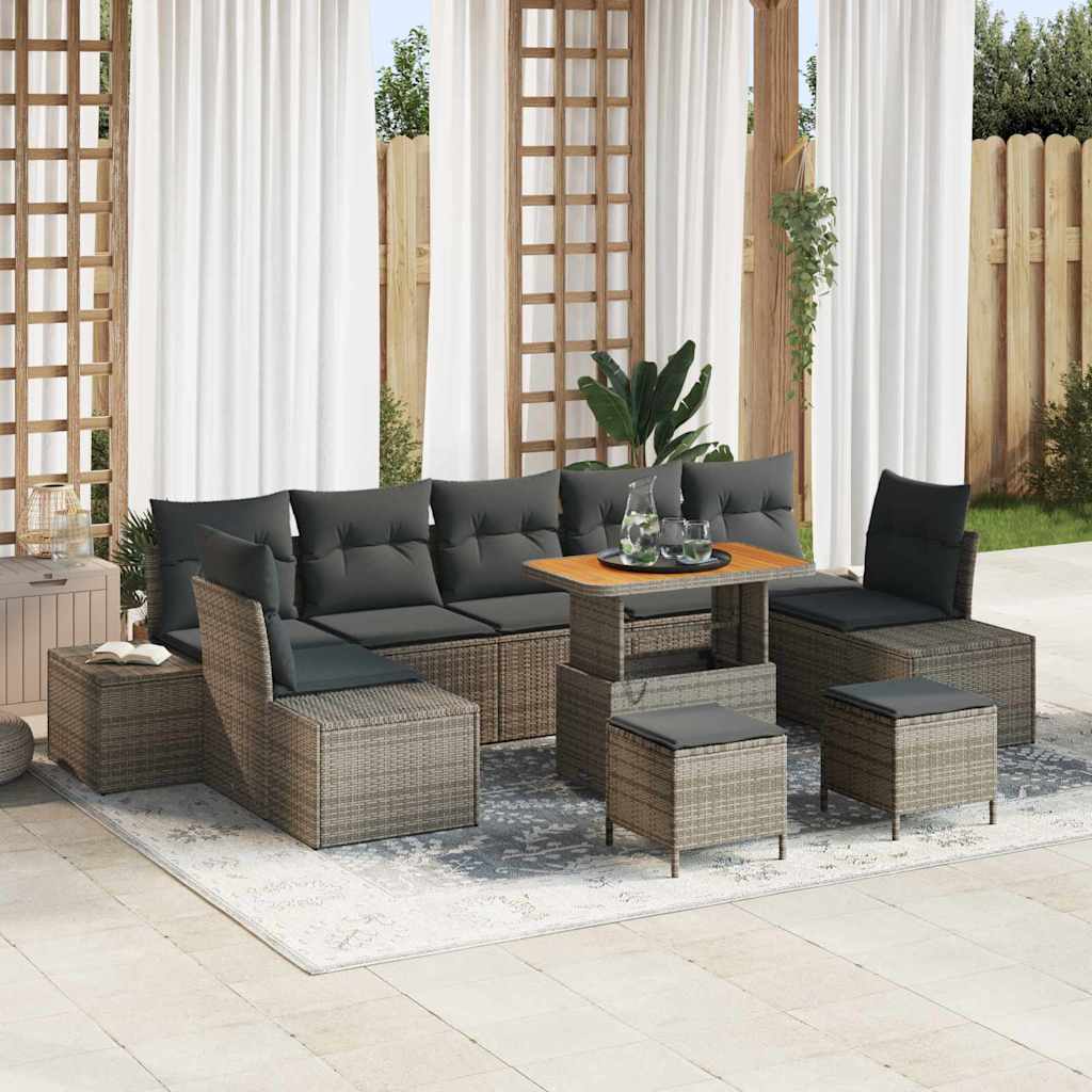 Conjunto de Sofá de Jardim 10 pcs Cinza Claro e Cinza Escuro
