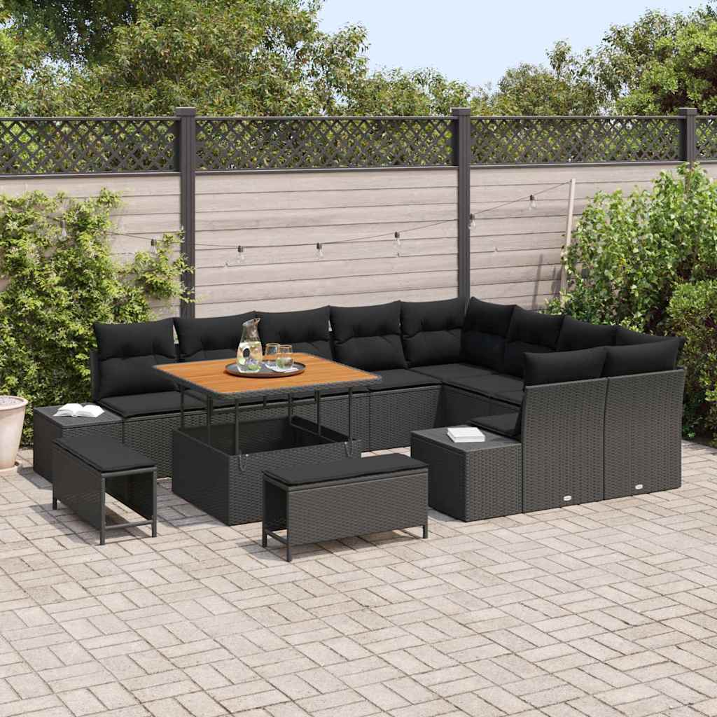 Conjunto de Sofá de Jardim 12 pcs Preto 100 x 100 x 71 cm