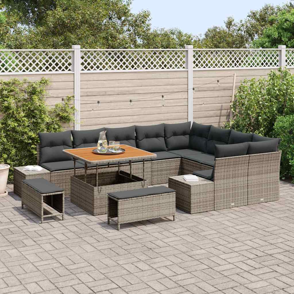 Conjunto de Sofá de Jardim 12 pcs Cinza Claro e Cinza Escuro