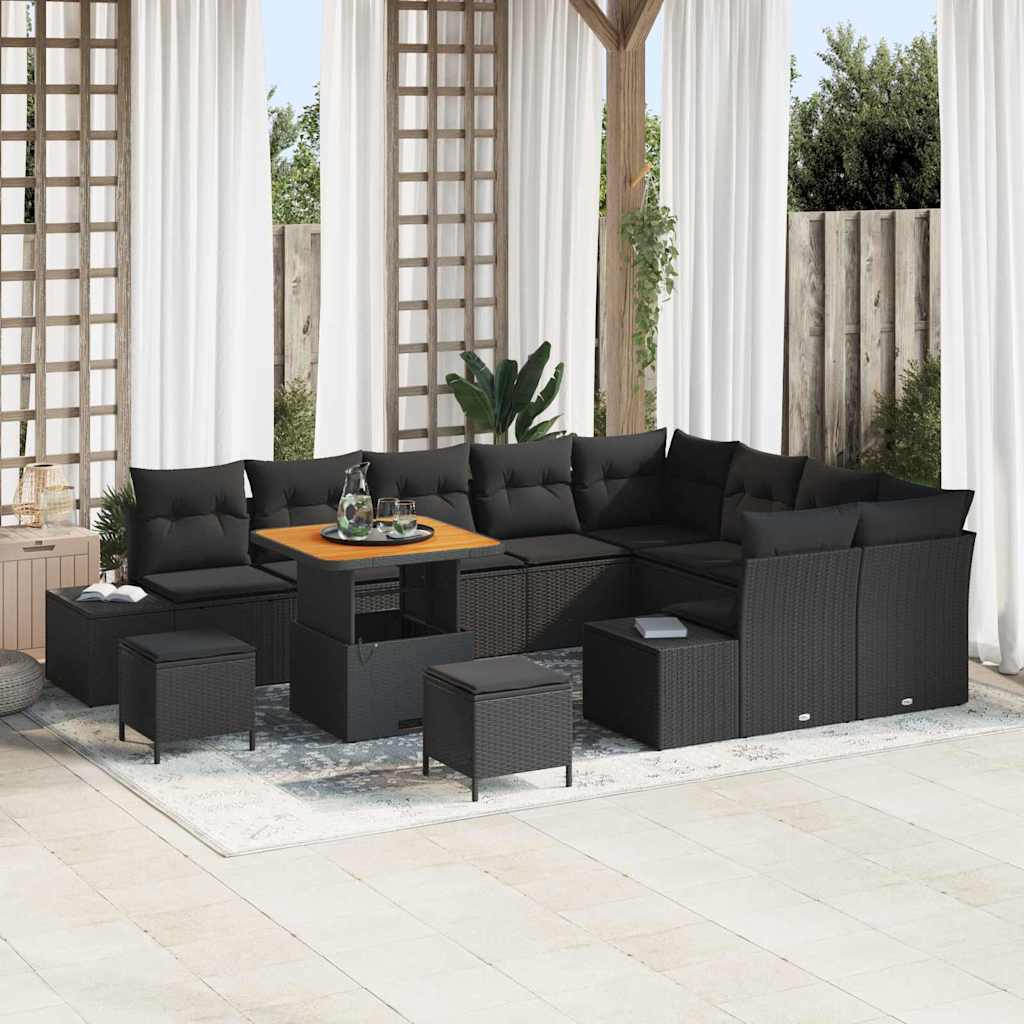 Conjunto de Sofá de Jardim 12 pcs Preto 80 x 80 x 71 cm
