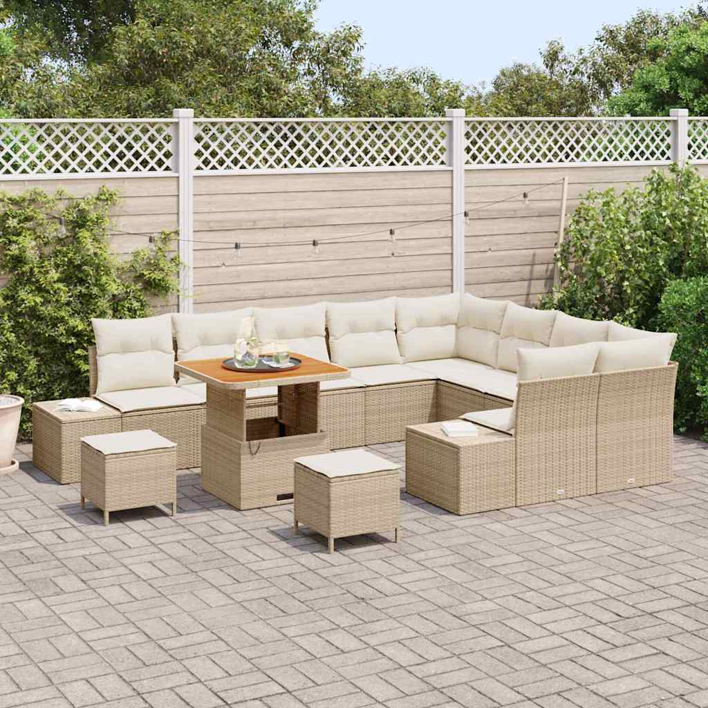 Conjunto de Sofá de Jardim 12 pcs Bege e Creme 80 x 80 x 71 cm