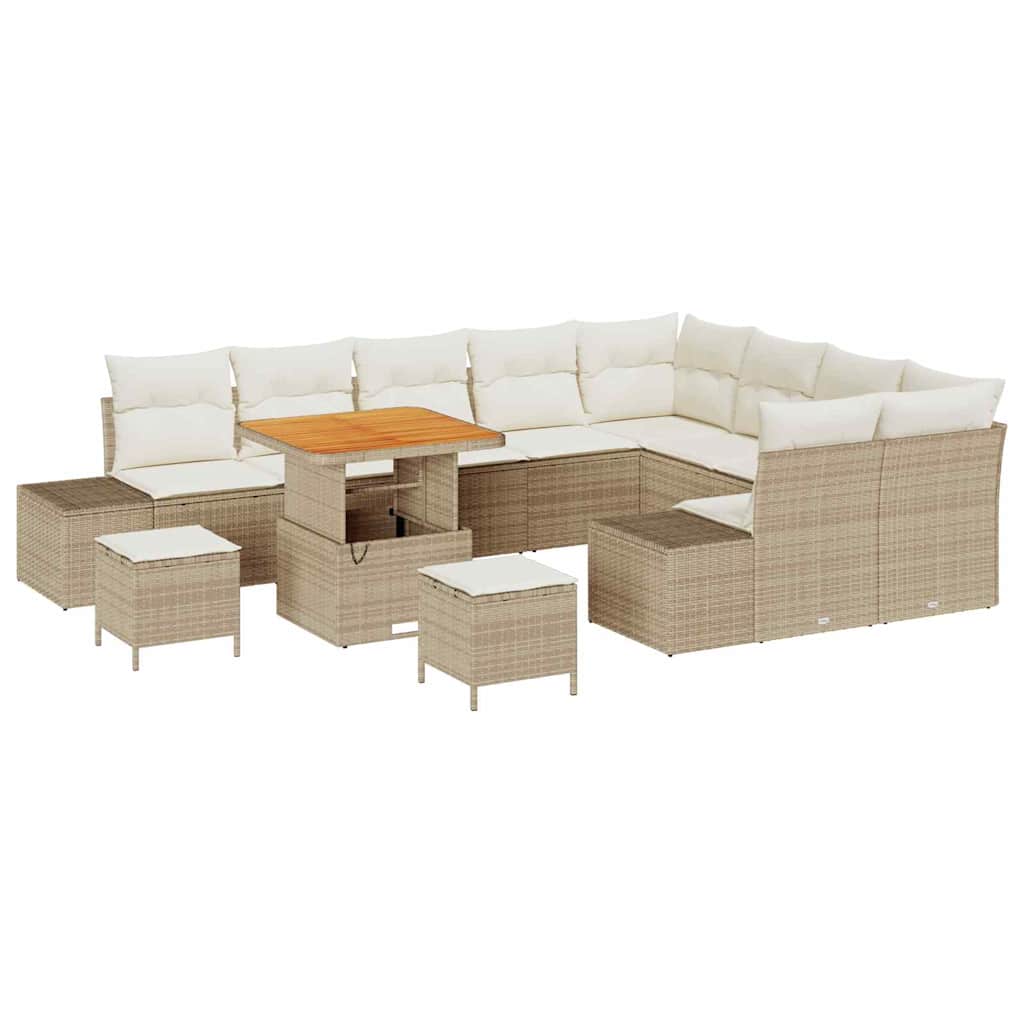 Conjunto de Sofá de Jardim 12 pcs Bege e Creme 80 x 80 x 71 cm
