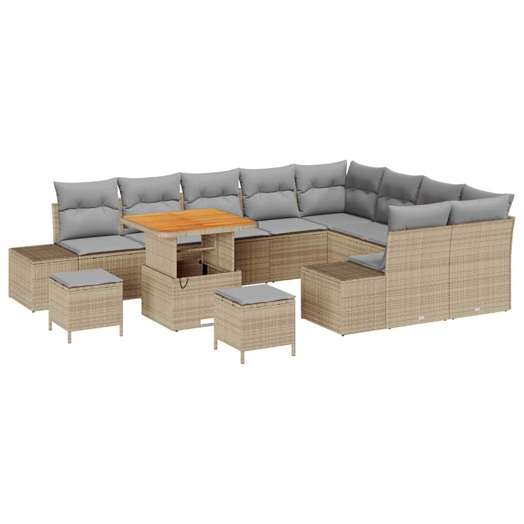 Conjunto de Sofá de Jardim 12 pcs Bege e Cinza Claro