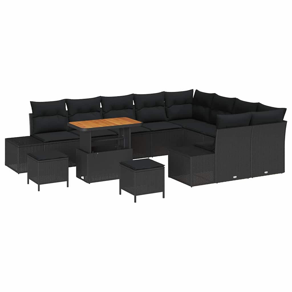 Conjunto de Sofá de Jardim 12 pcs Preto 90 x 55 x 71 cm