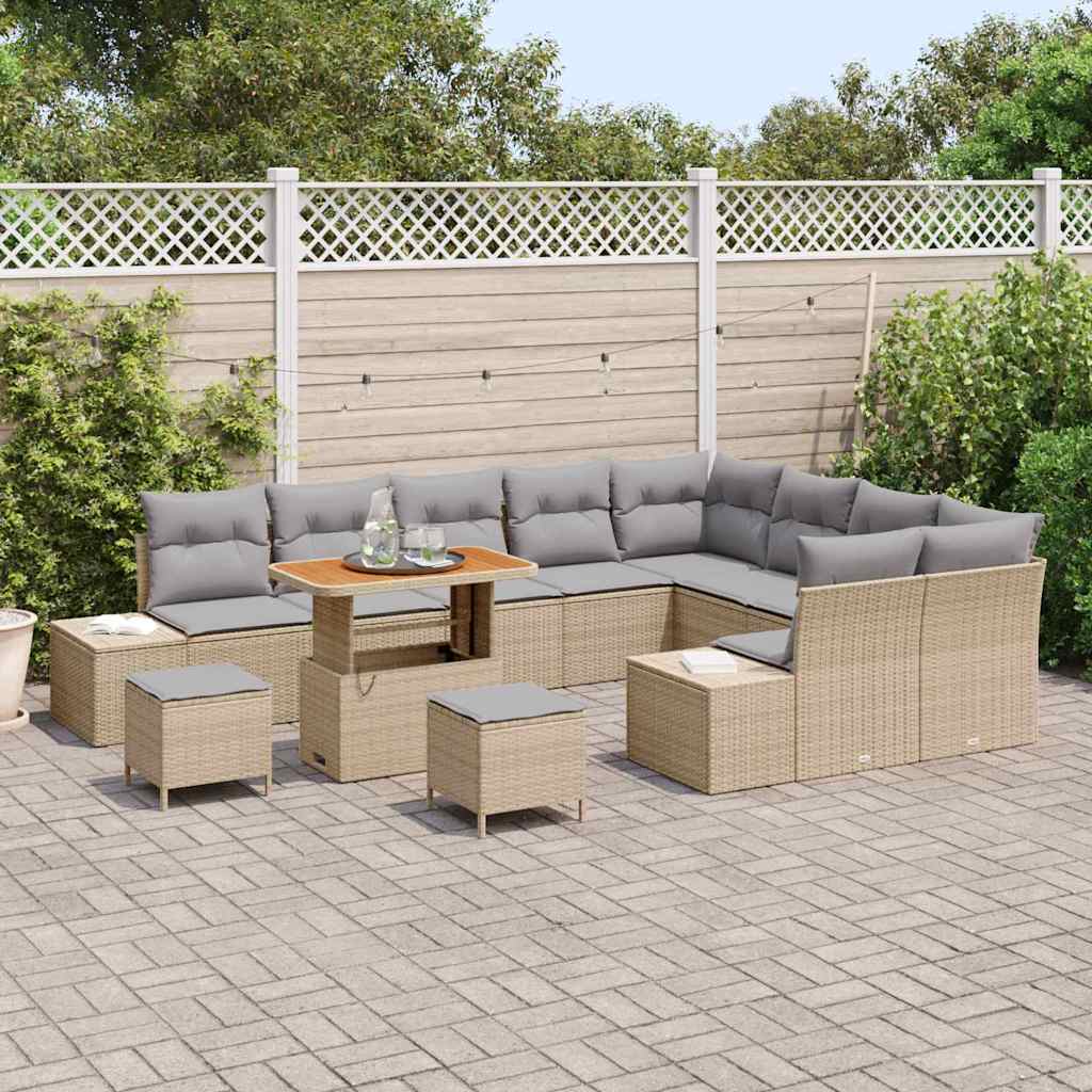 Conjunto de Sofá de Jardim 12 pcs Bege e Cinza Claro