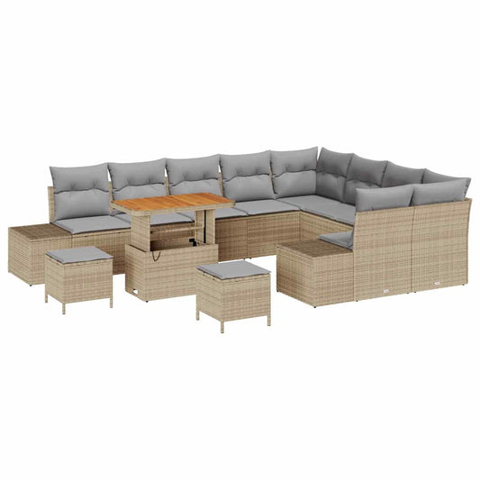 Conjunto de Sofá de Jardim 12 pcs Bege e Cinza Claro