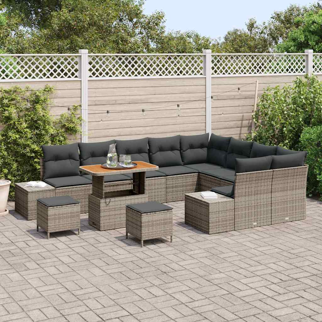 Conjunto de Sofá de Jardim 12 pcs Cinza Claro e Cinza Escuro