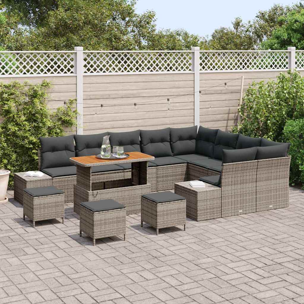 Conjunto de Sofá de Jardim 12 pcs Cinza Claro e Cinza Escuro