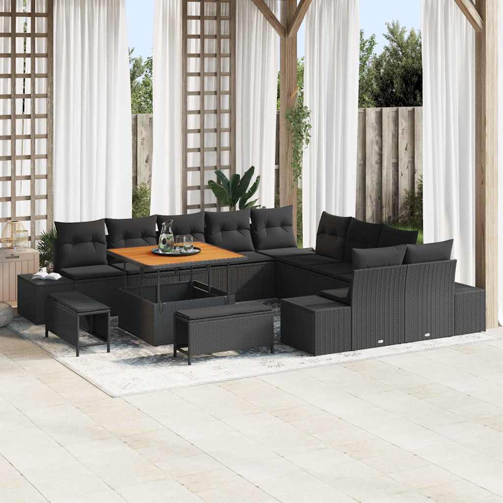 Conjunto de Sofá de Jardim 13 pcs Preto 100 x 100 x 71 cm