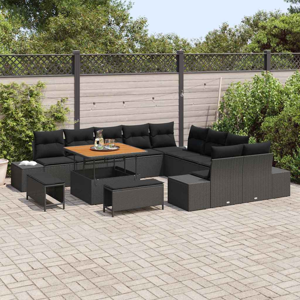Conjunto de Sofá de Jardim 13 pcs Preto 100 x 100 x 71 cm