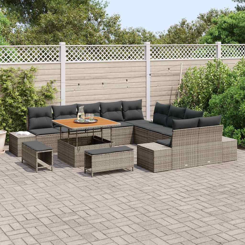 Conjunto de Sofá de Jardim 13 pcs Cinza Claro e Cinza Escuro