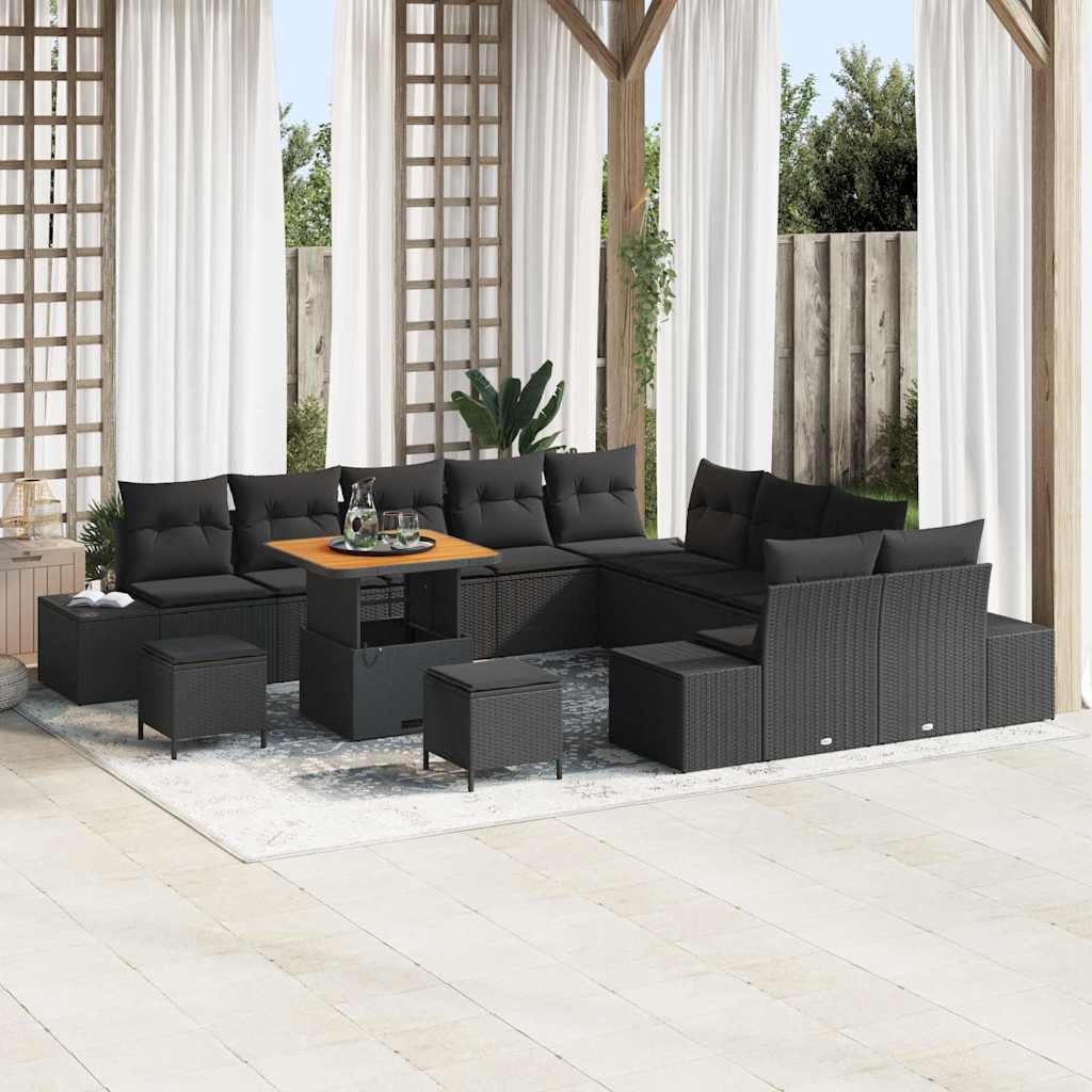 Conjunto de Sofá de Jardim 13 pcs Preto 80 x 80 x 71 cm
