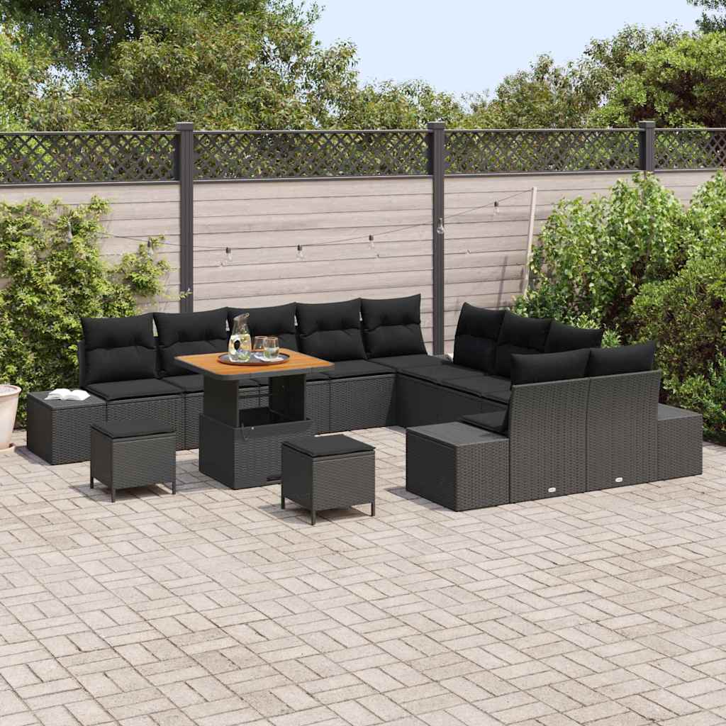 Conjunto de Sofá de Jardim 13 pcs Preto 80 x 80 x 71 cm