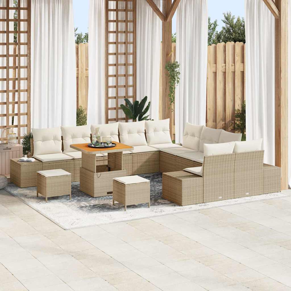 Conjunto de Sofá de Jardim 13 pcs Bege e Creme 80 x 80 x 71 cm