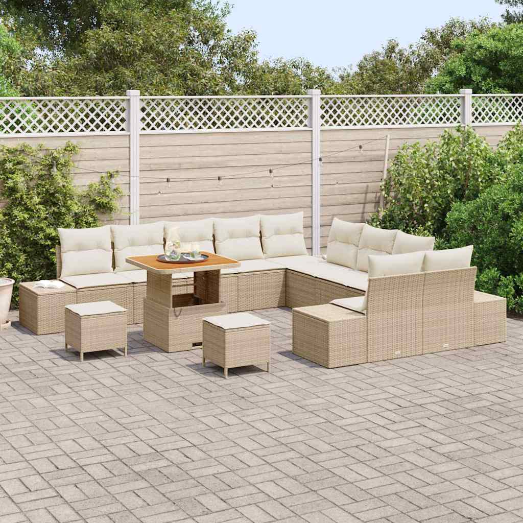 Conjunto de Sofá de Jardim 13 pcs Bege e Creme 80 x 80 x 71 cm