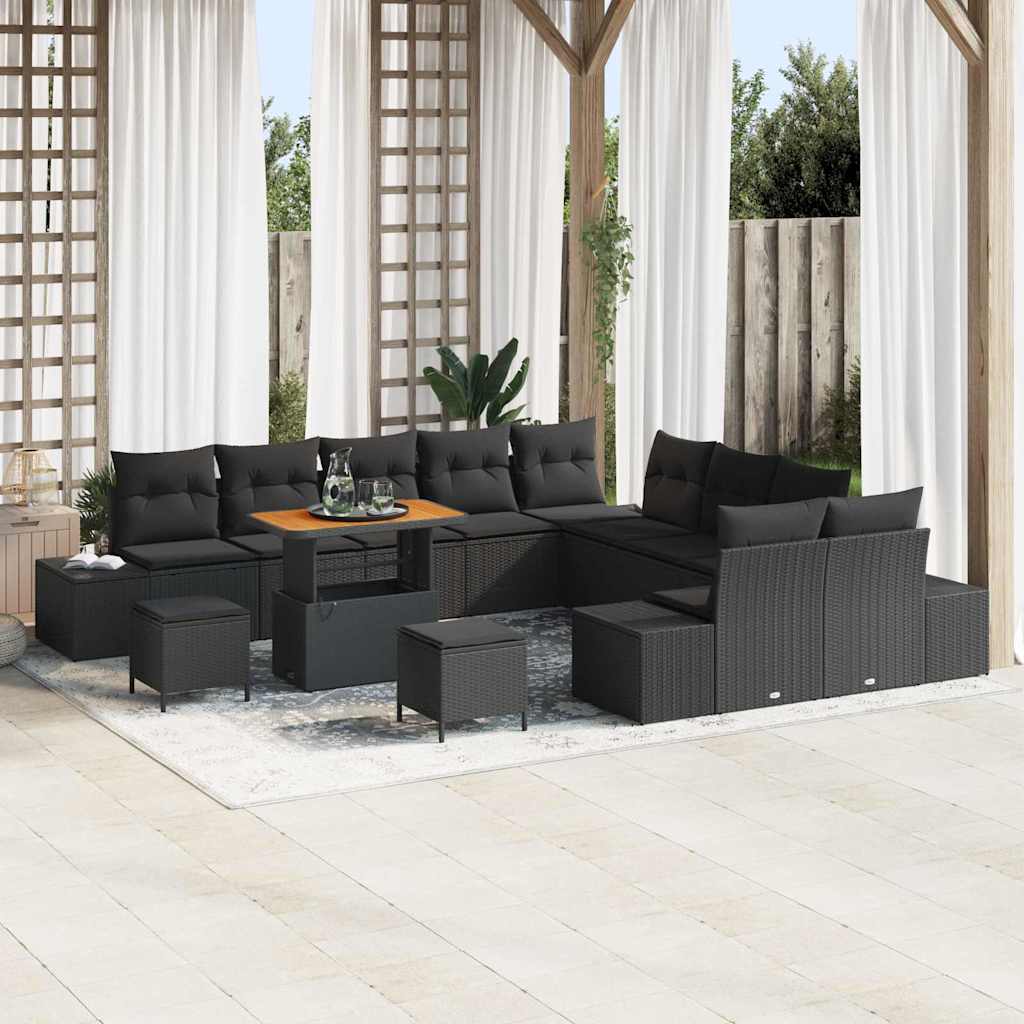 Conjunto de Sofá de Jardim 13 pcs Preto 90 x 55 x 71 cm