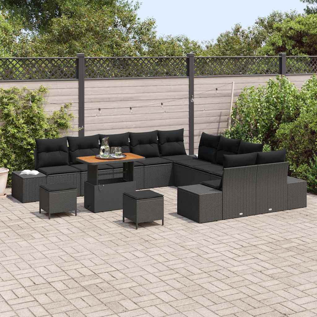 Conjunto de Sofá de Jardim 13 pcs Preto 90 x 55 x 71 cm