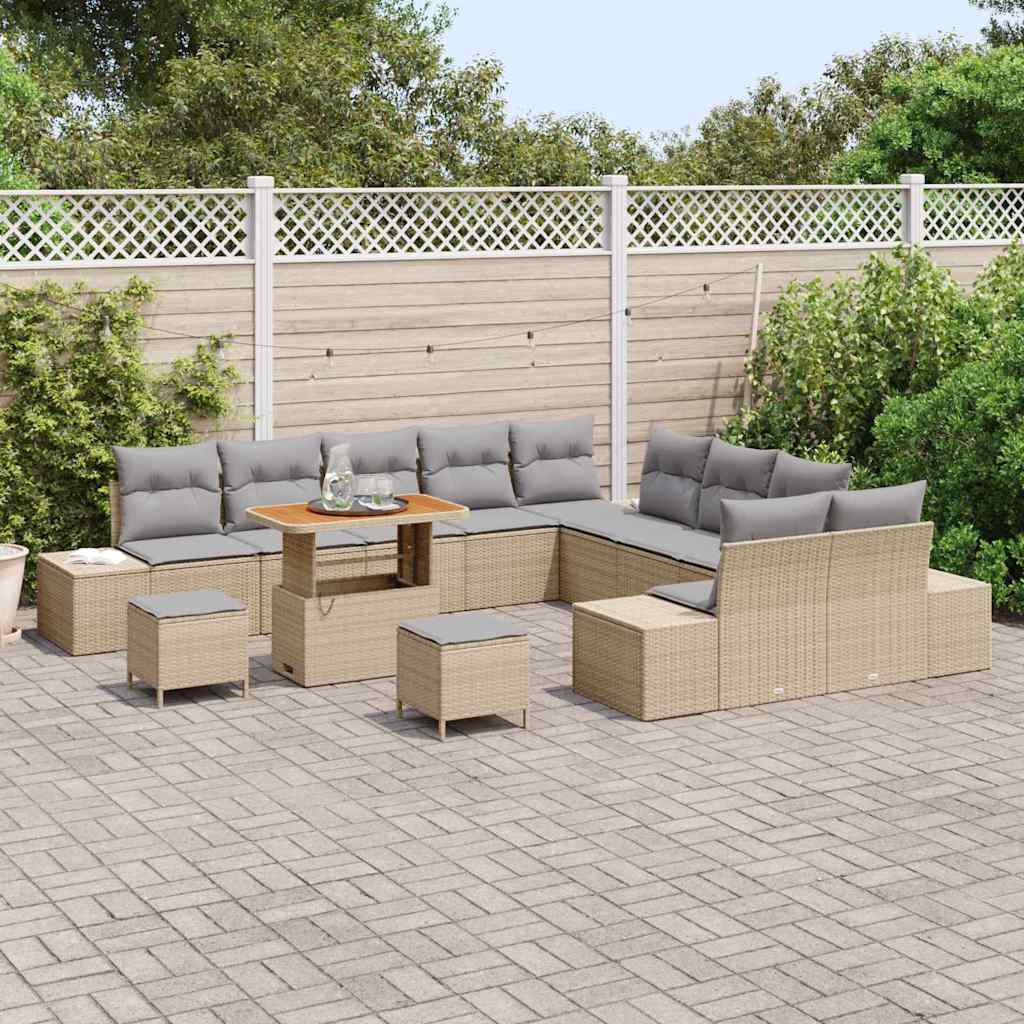 Conjunto de Sofá de Jardim 13 pcs Bege e Cinza Claro