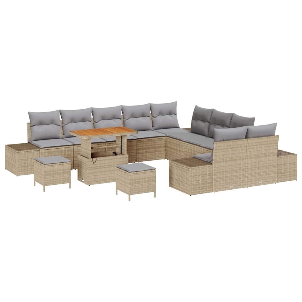 Conjunto de Sofá de Jardim 13 pcs Bege e Cinza Claro