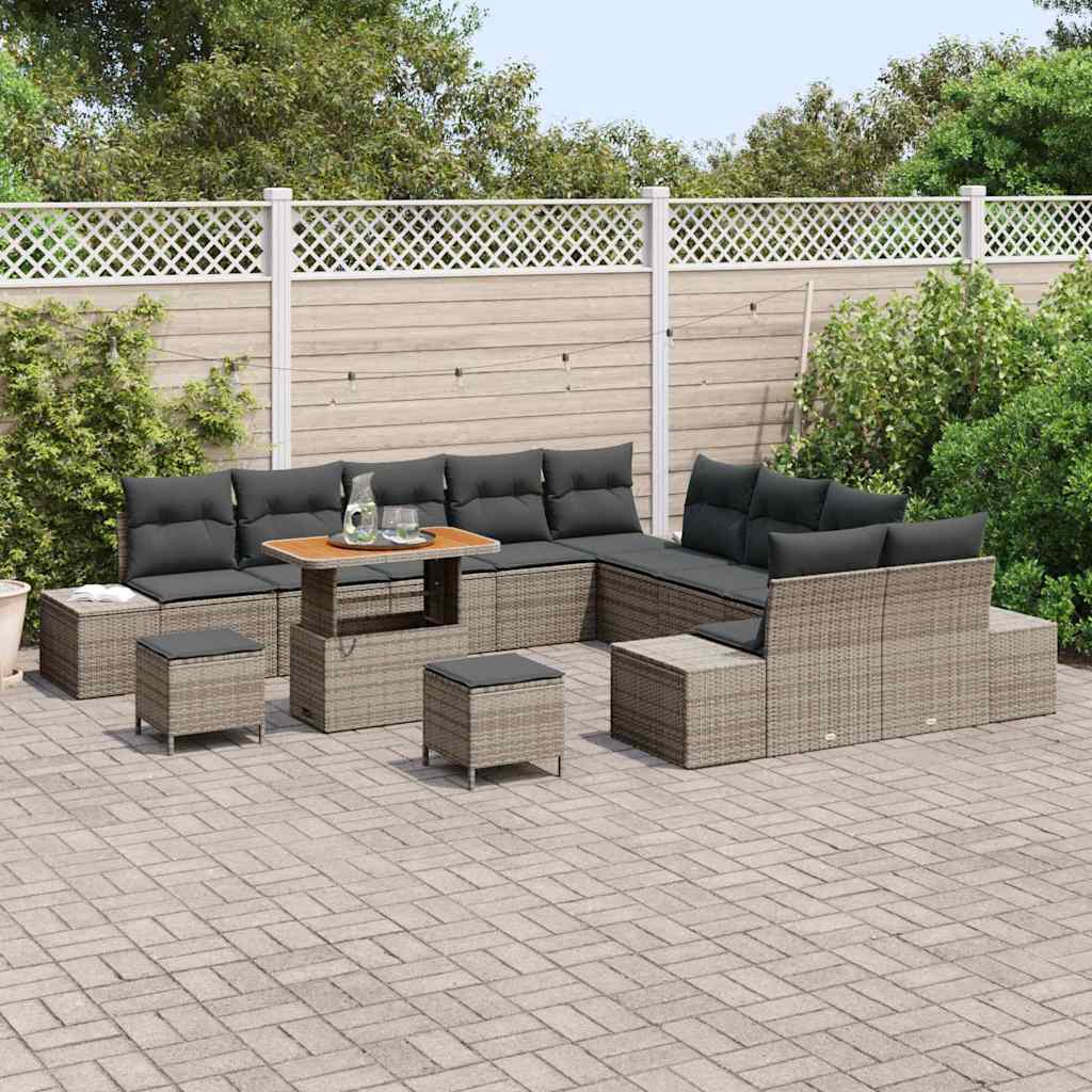 Conjunto de Sofá de Jardim 13 pcs Cinza Claro e Cinza Escuro