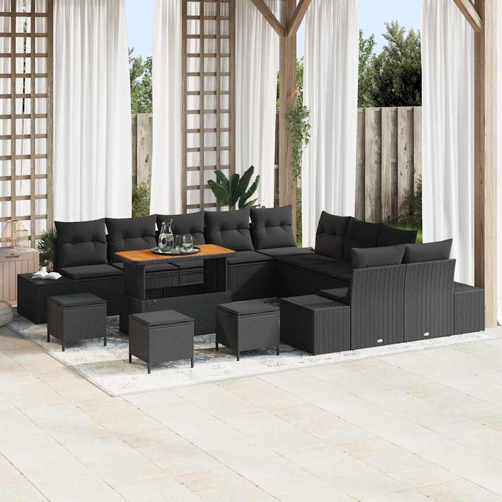 Conjunto de Sofá de Jardim 13 pcs Preto 110 x 55 x 71 cm