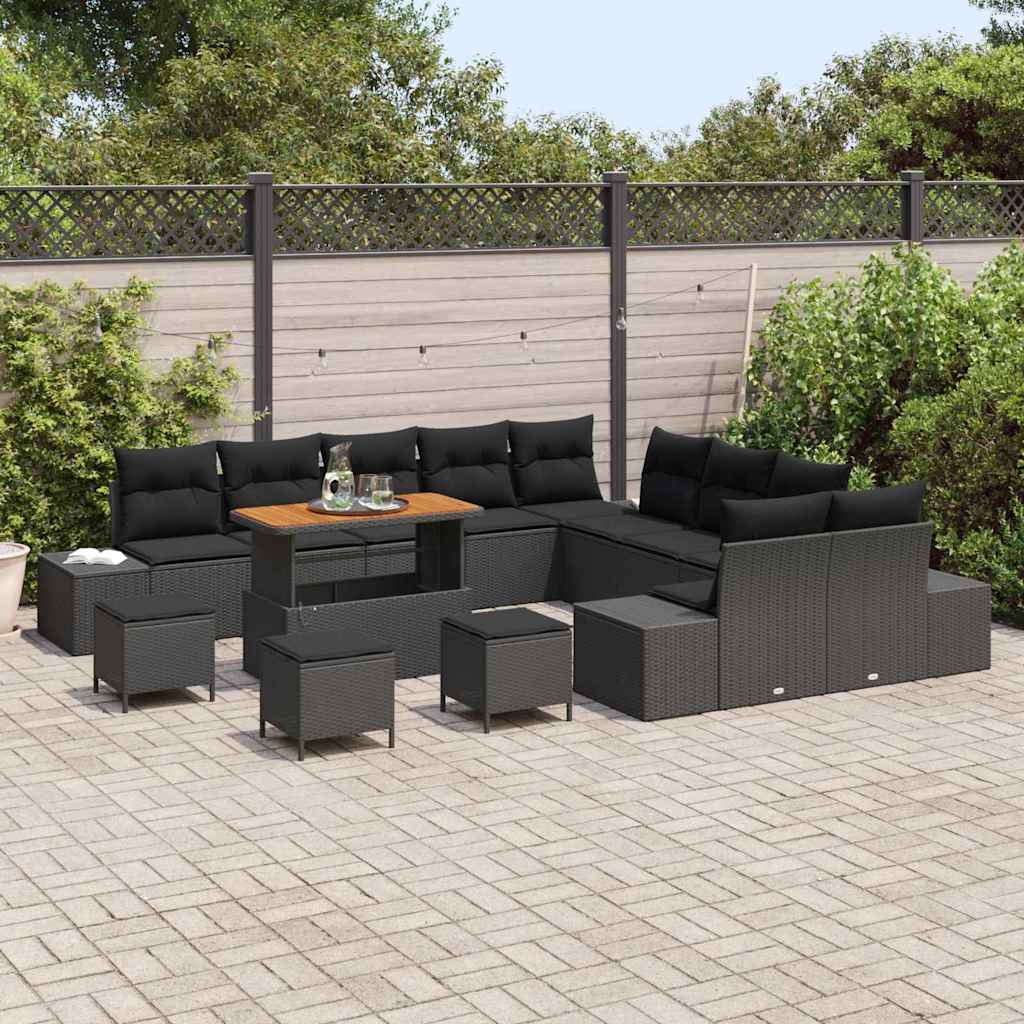Conjunto de Sofá de Jardim 13 pcs Preto 110 x 55 x 71 cm