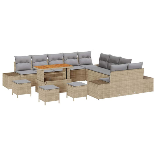 Conjunto de Sofá de Jardim 13 pcs Bege e Cinza Claro