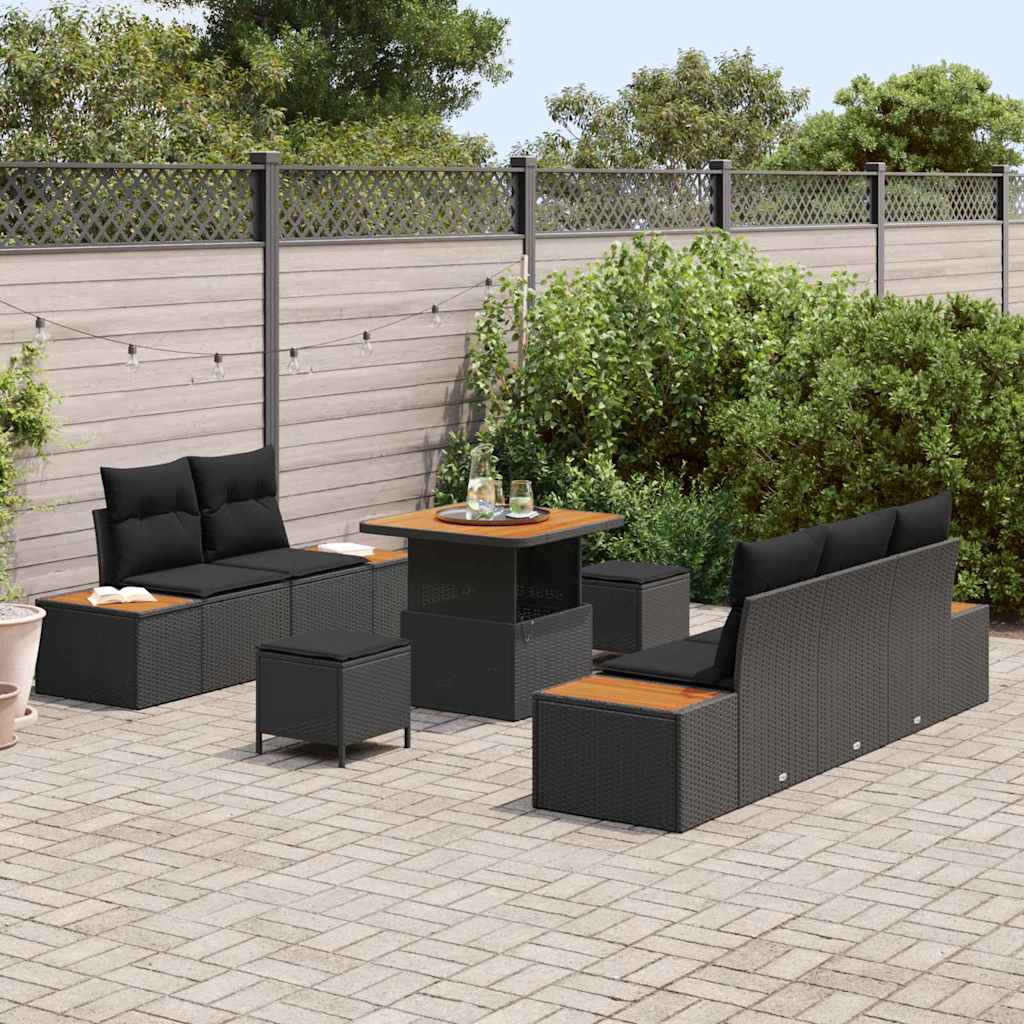 Conjunto de Sofá de Jardim 8 pcs Preto 80 x 80 x 71 cm