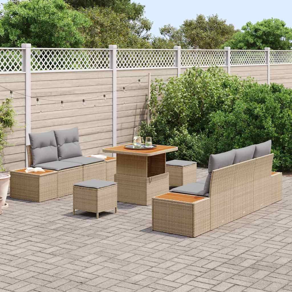 Conjunto de Sofá de Jardim 8 pcs Bege e Cinza Claro