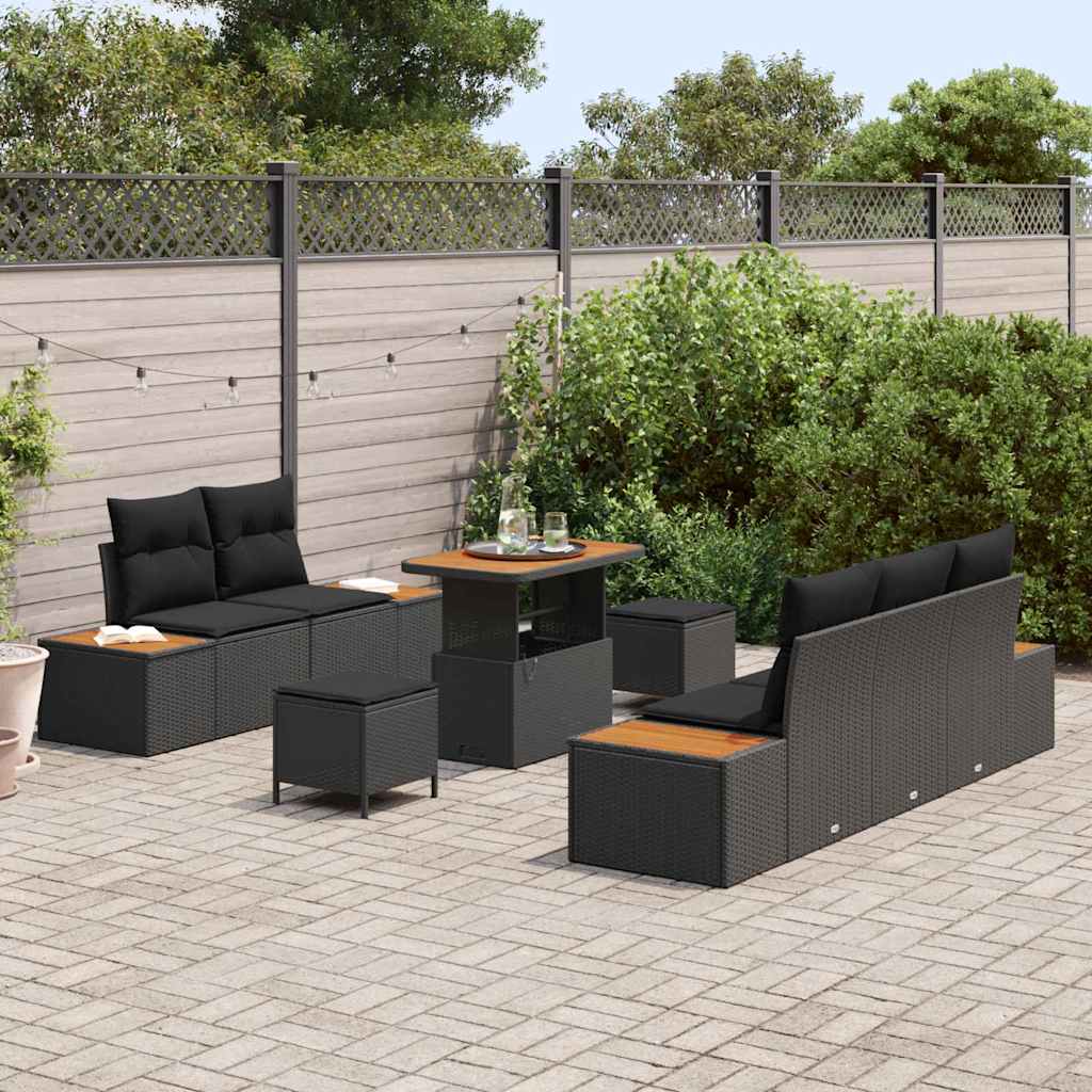 Conjunto de Sofá de Jardim 8 pcs Preto 90 x 55 x 71 cm