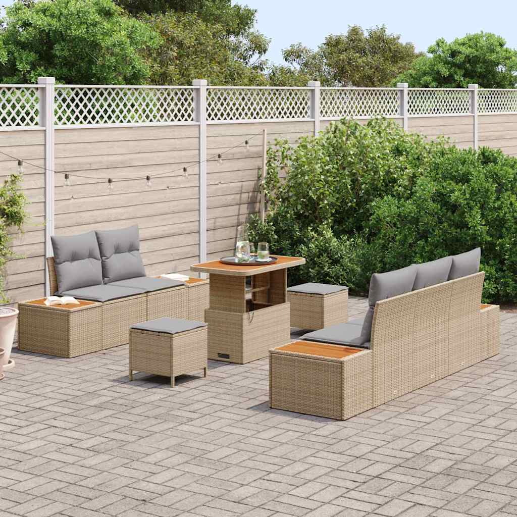 Conjunto de Sofá de Jardim 8 pcs Bege e Cinza Claro