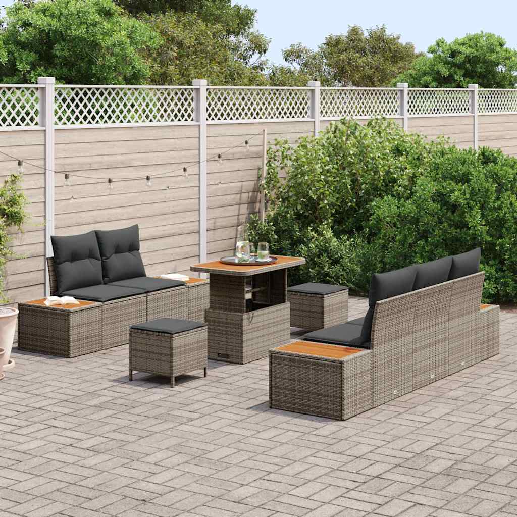 Conjunto de Sofá de Jardim 8 pcs Cinza Claro e Cinza Escuro