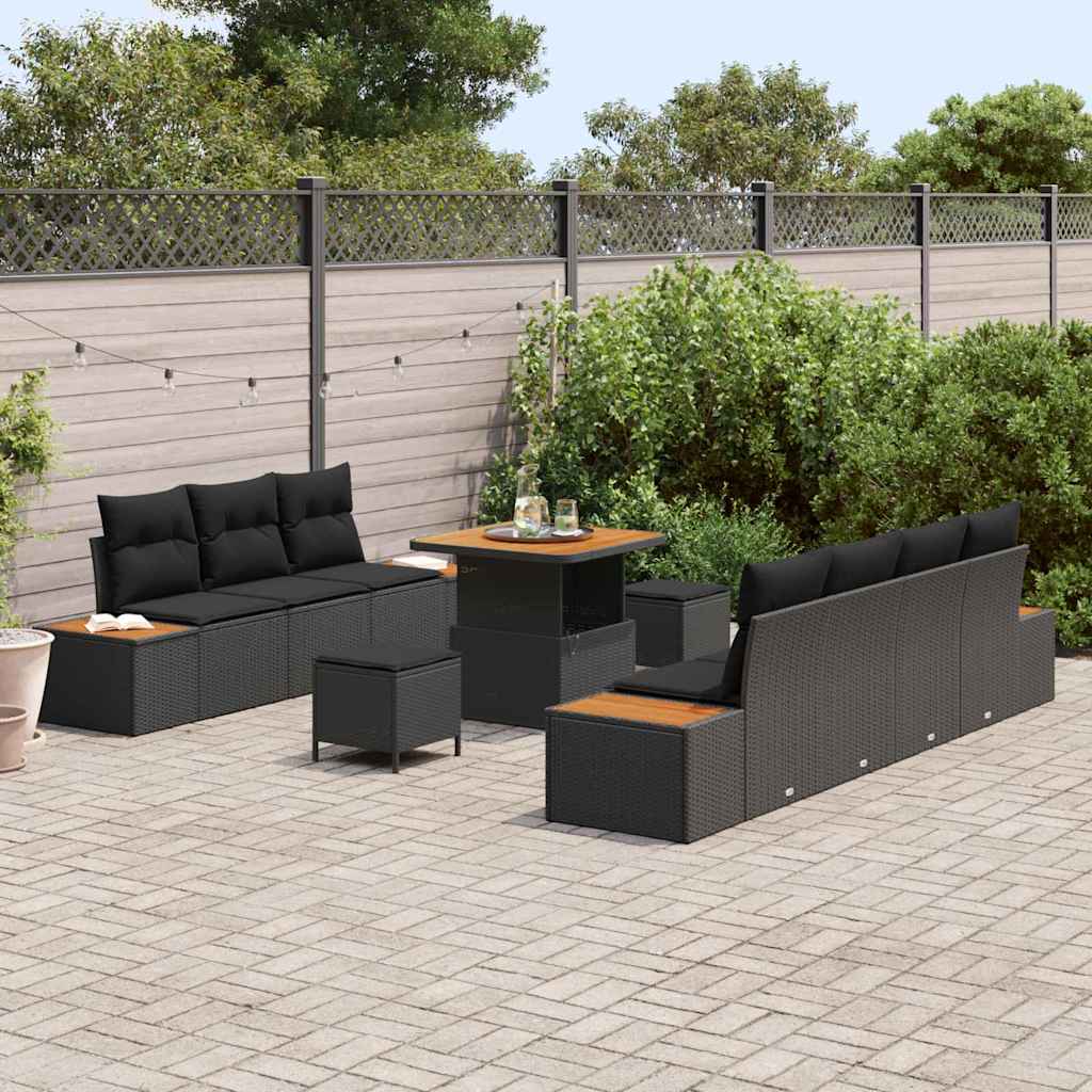 Conjunto de Sofá de Jardim 10 pcs Preto 80 x 80 x 71 cm