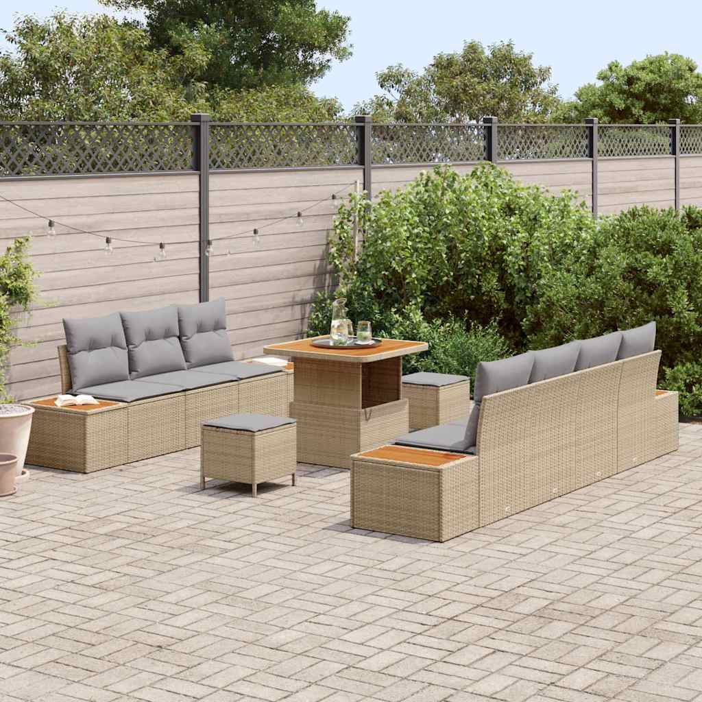 Conjunto de Sofá de Jardim 10 pcs Bege e Cinza Claro