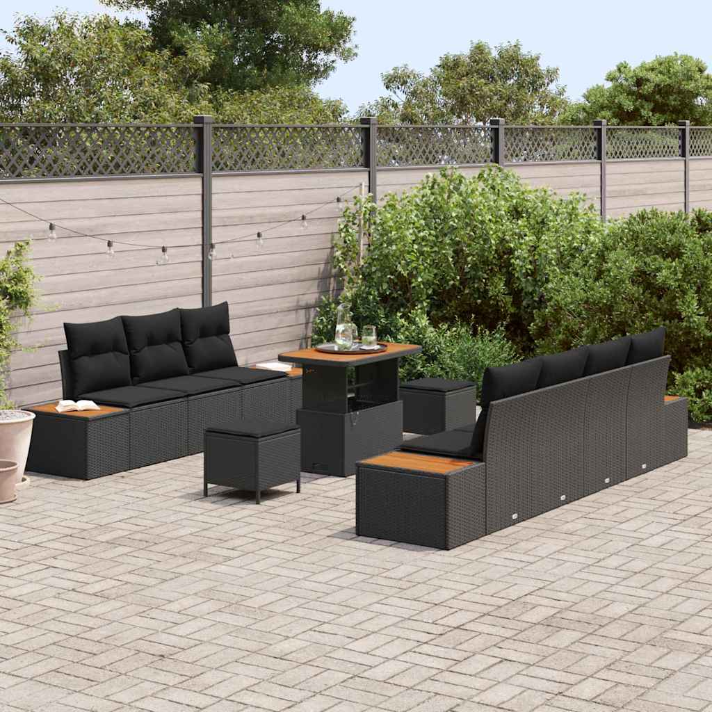 Conjunto de Sofá de Jardim 10 pcs Preto 90 x 55 x 71 cm