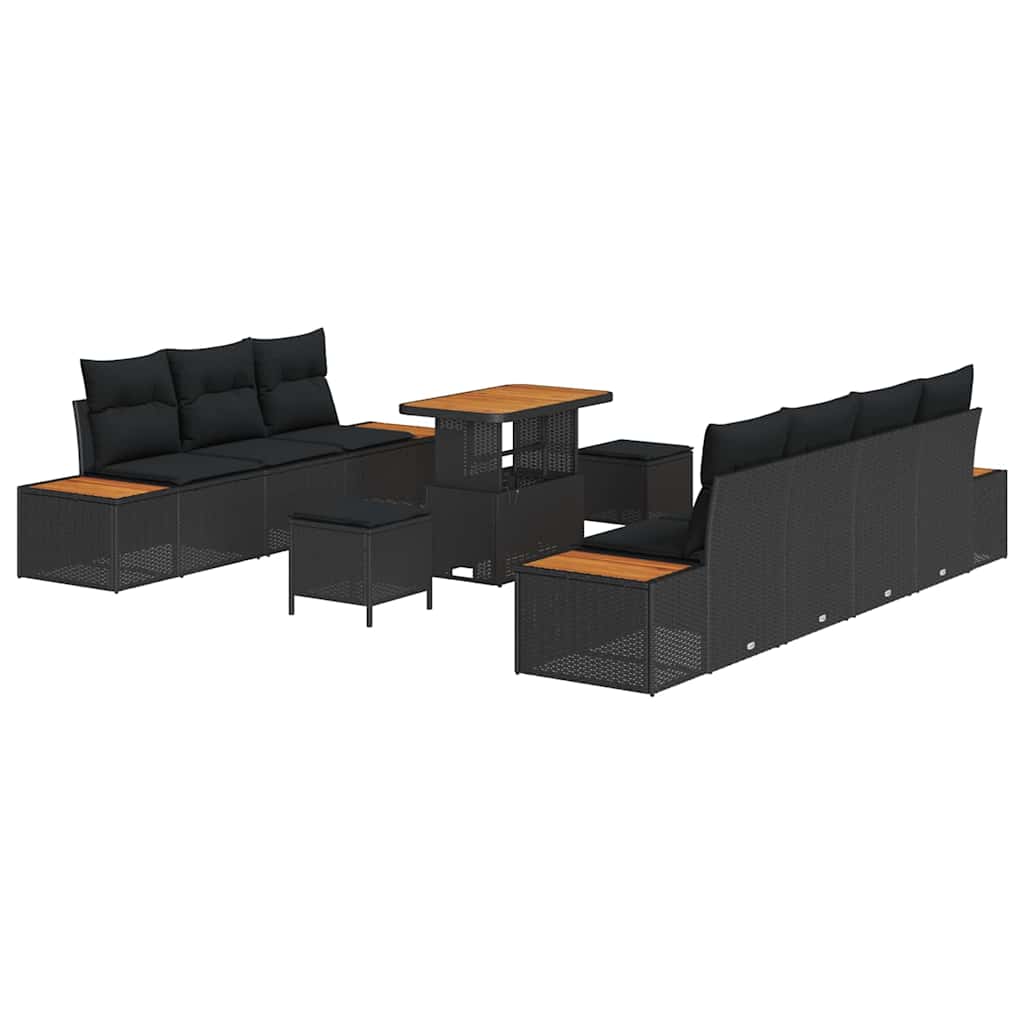 Conjunto de Sofá de Jardim 10 pcs Preto 90 x 55 x 71 cm