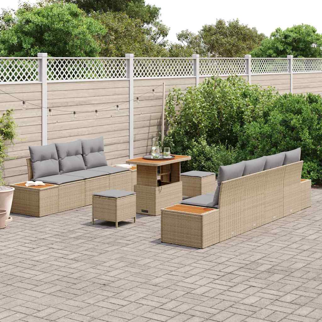 Conjunto de Sofá de Jardim 10 pcs Bege e Cinza Claro