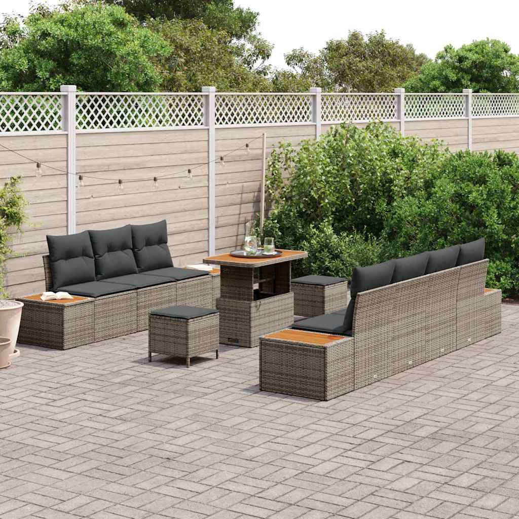 Conjunto de Sofá de Jardim 10 pcs Cinza Claro e Cinza Escuro