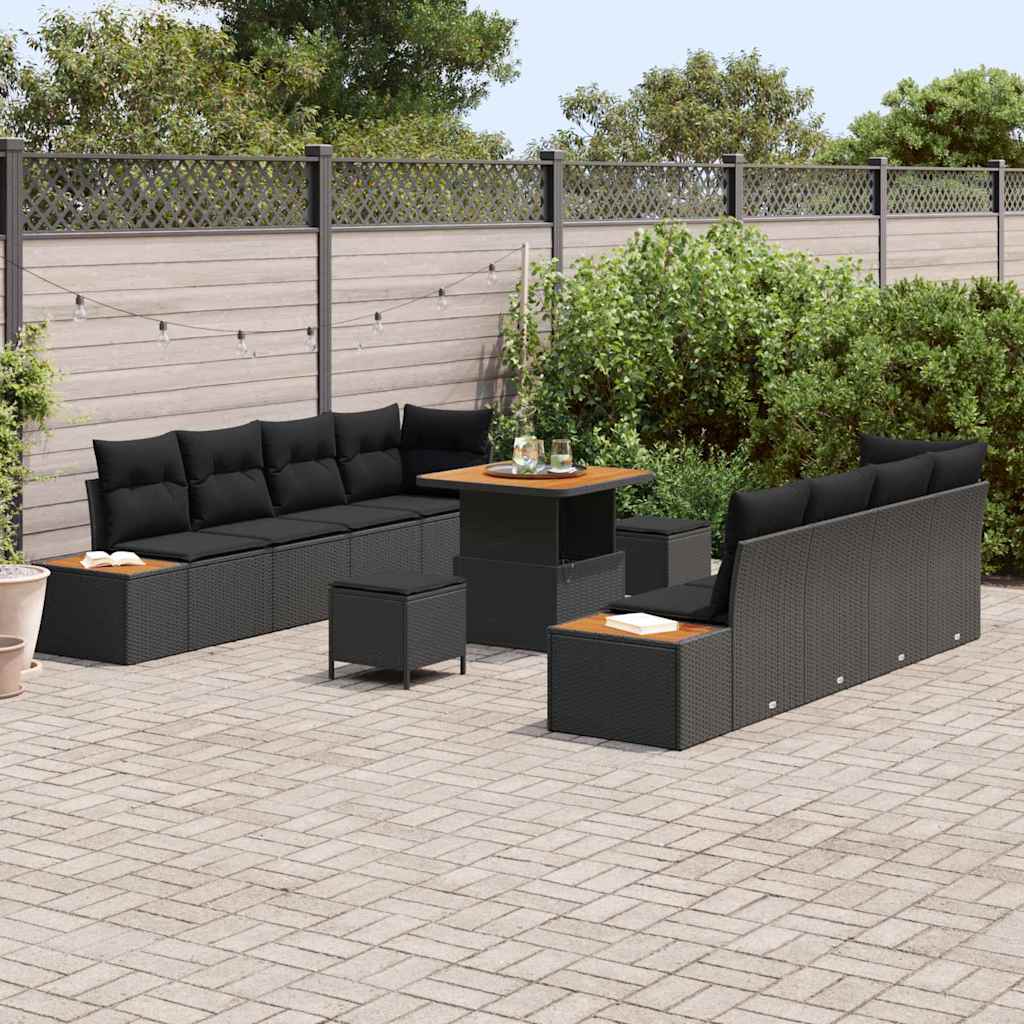 Conjunto de Sofá de Jardim 11 pcs Preto 80 x 80 x 71 cm