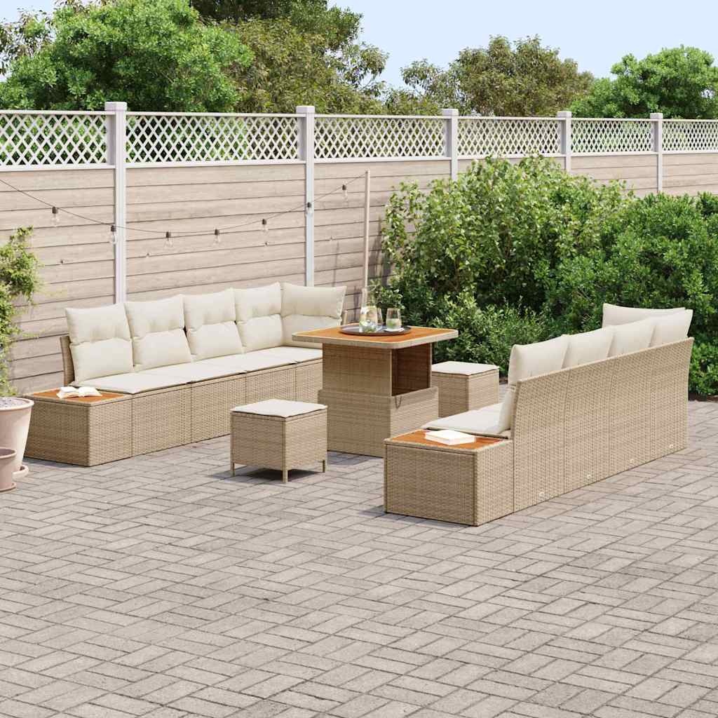 Conjunto de Sofá de Jardim 11 pcs Bege e Creme 80 x 80 x 71 cm