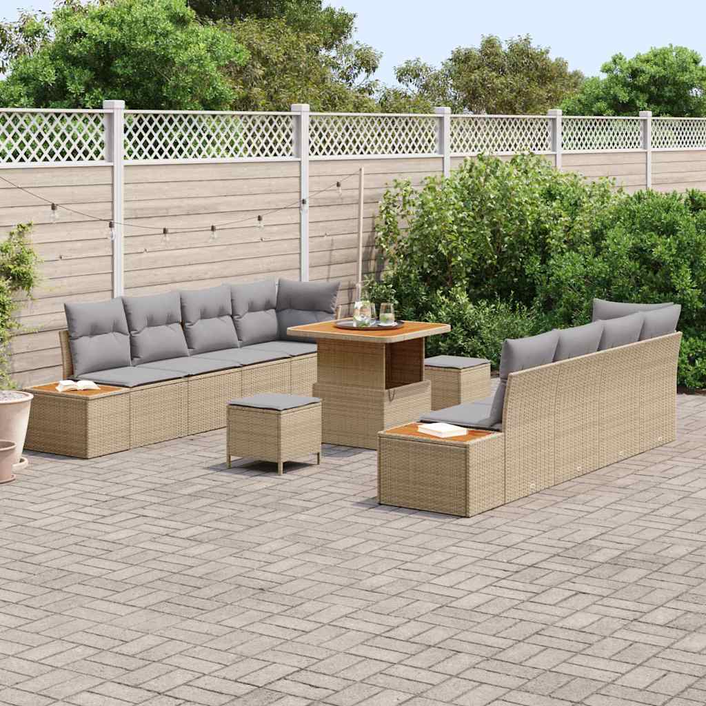 Conjunto de Sofá de Jardim 11 pcs Bege e Cinza Claro
