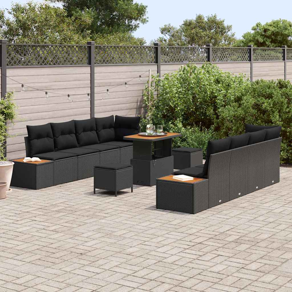 Conjunto de Sofá de Jardim 11 pcs Preto 90 x 55 x 71 cm