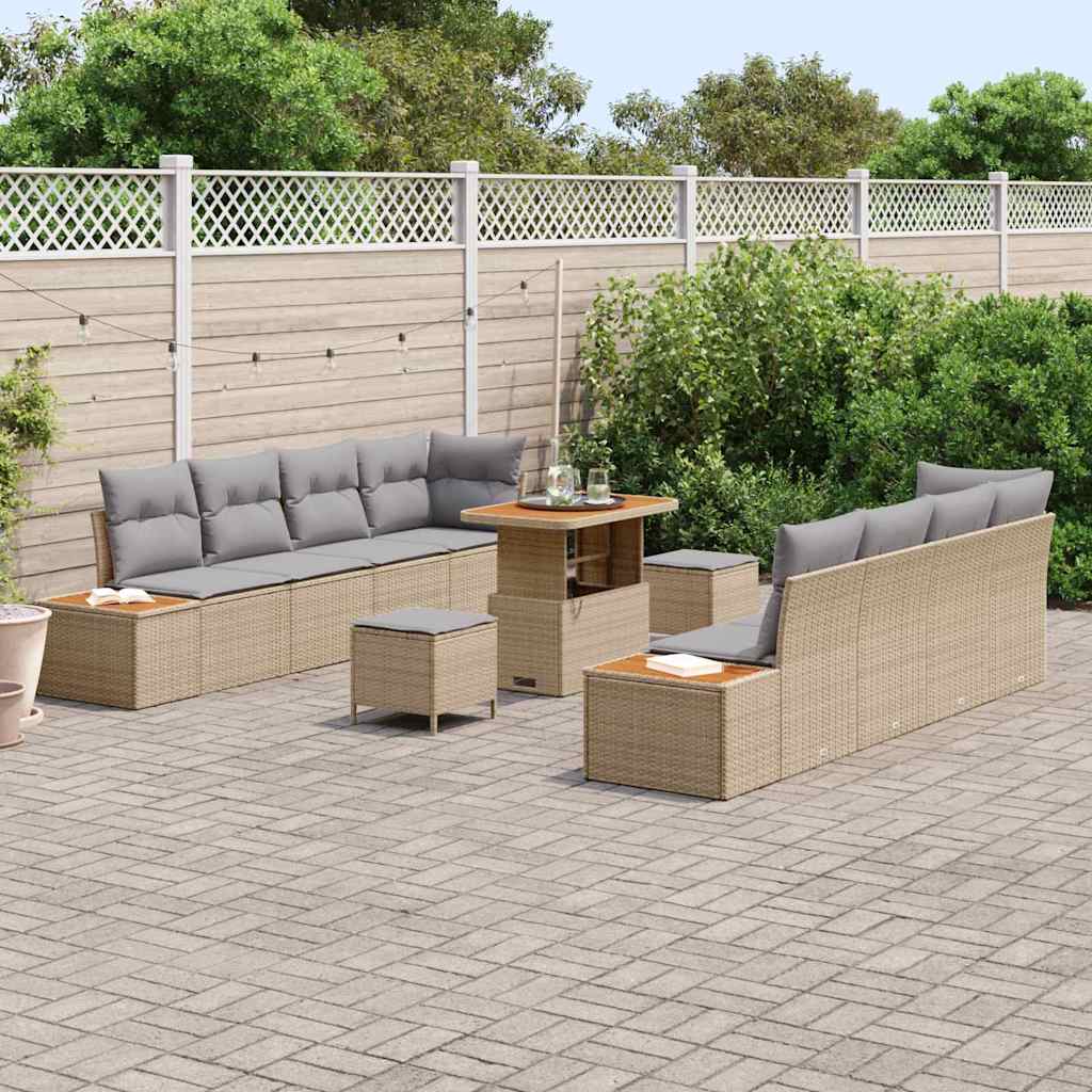 Conjunto de Sofá de Jardim 11 pcs Bege e Cinza Claro
