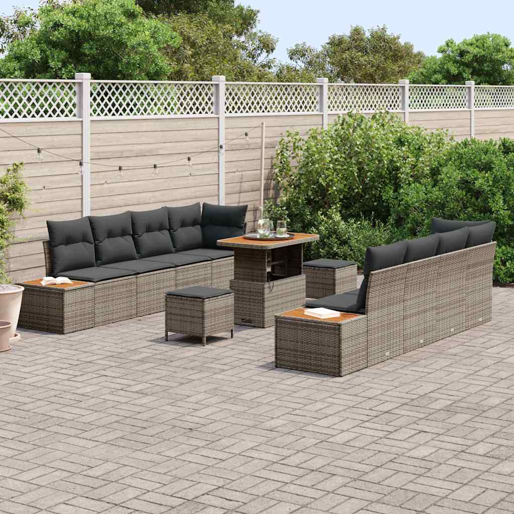 Conjunto de Sofá de Jardim 11 pcs Cinza Claro e Cinza Escuro