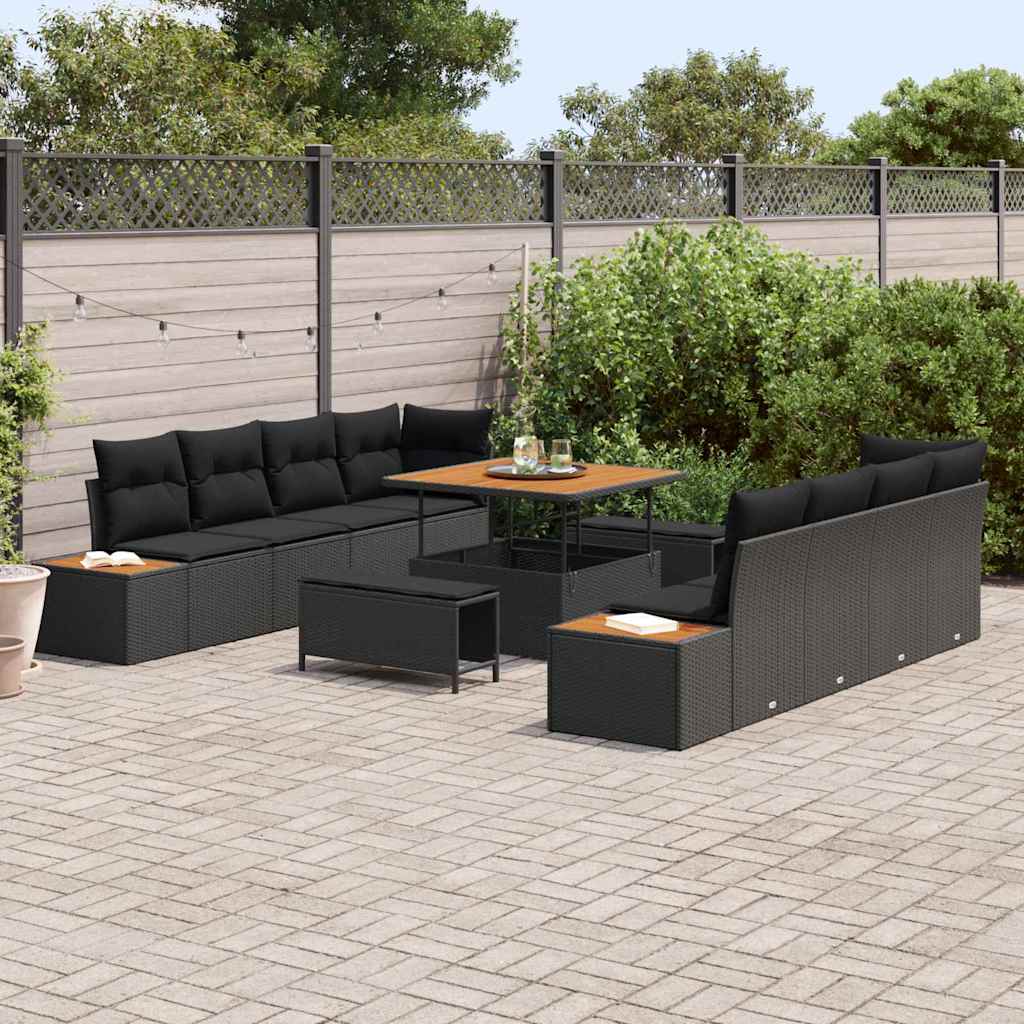 Conjunto de Sofá de Jardim 11 pcs Preto 100 x 100 x 71 cm