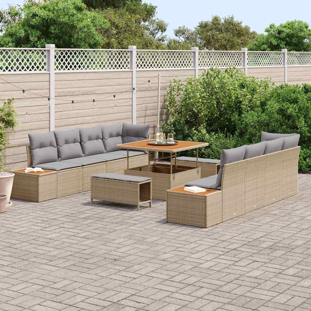 Conjunto de Sofá de Jardim 11 pcs Bege e Cinza Claro
