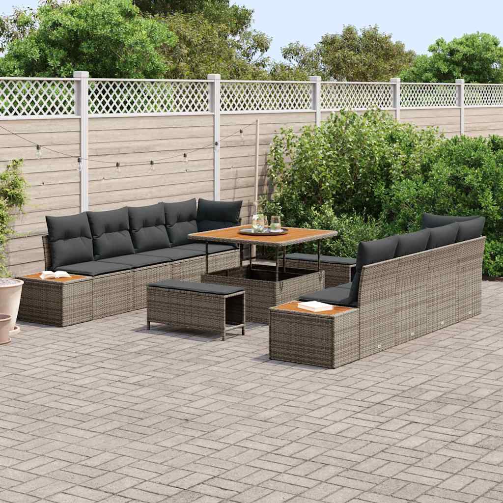 Conjunto de Sofá de Jardim 11 pcs Cinza Claro e Cinza Escuro