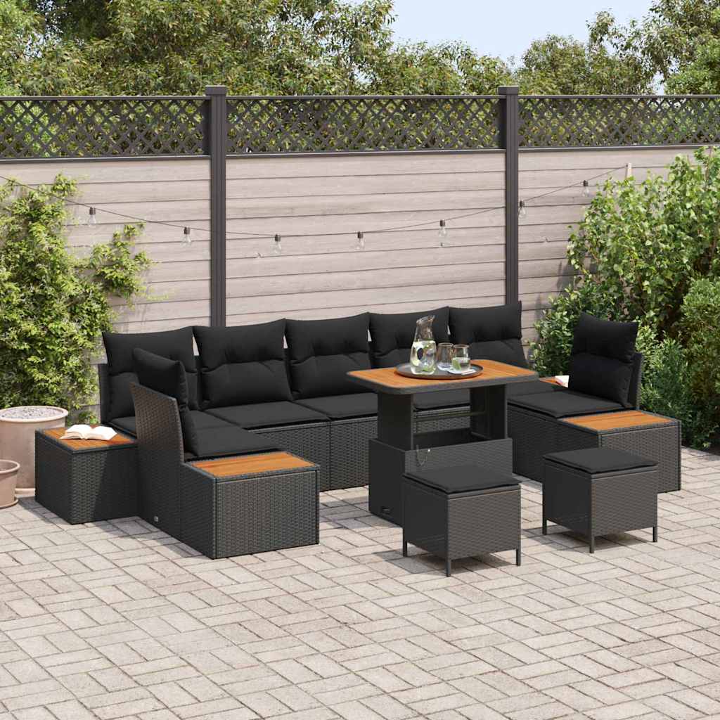 Conjunto de Sofá de Jardim 10 pcs Preto 90 x 55 x 71 cm